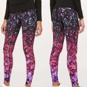 NWOT size 4 RARE GORGEOUS Wunder Under High Rise Lululemon leggings 27" bloom 🌸